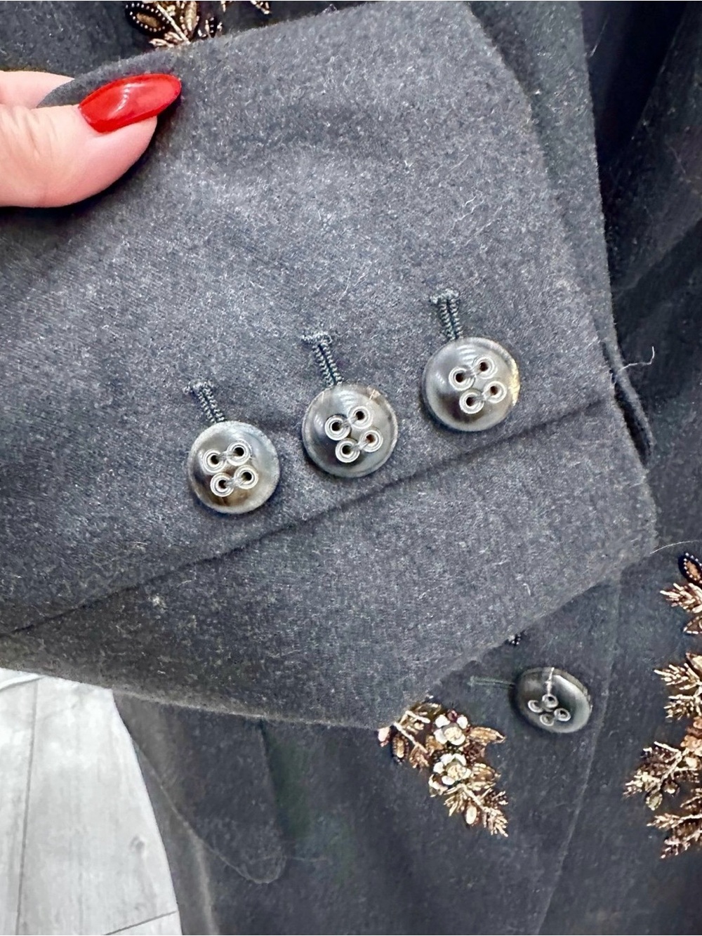 Vintage Escada Sequined Wool suit. Jacket and pants - Picture 4 of 10